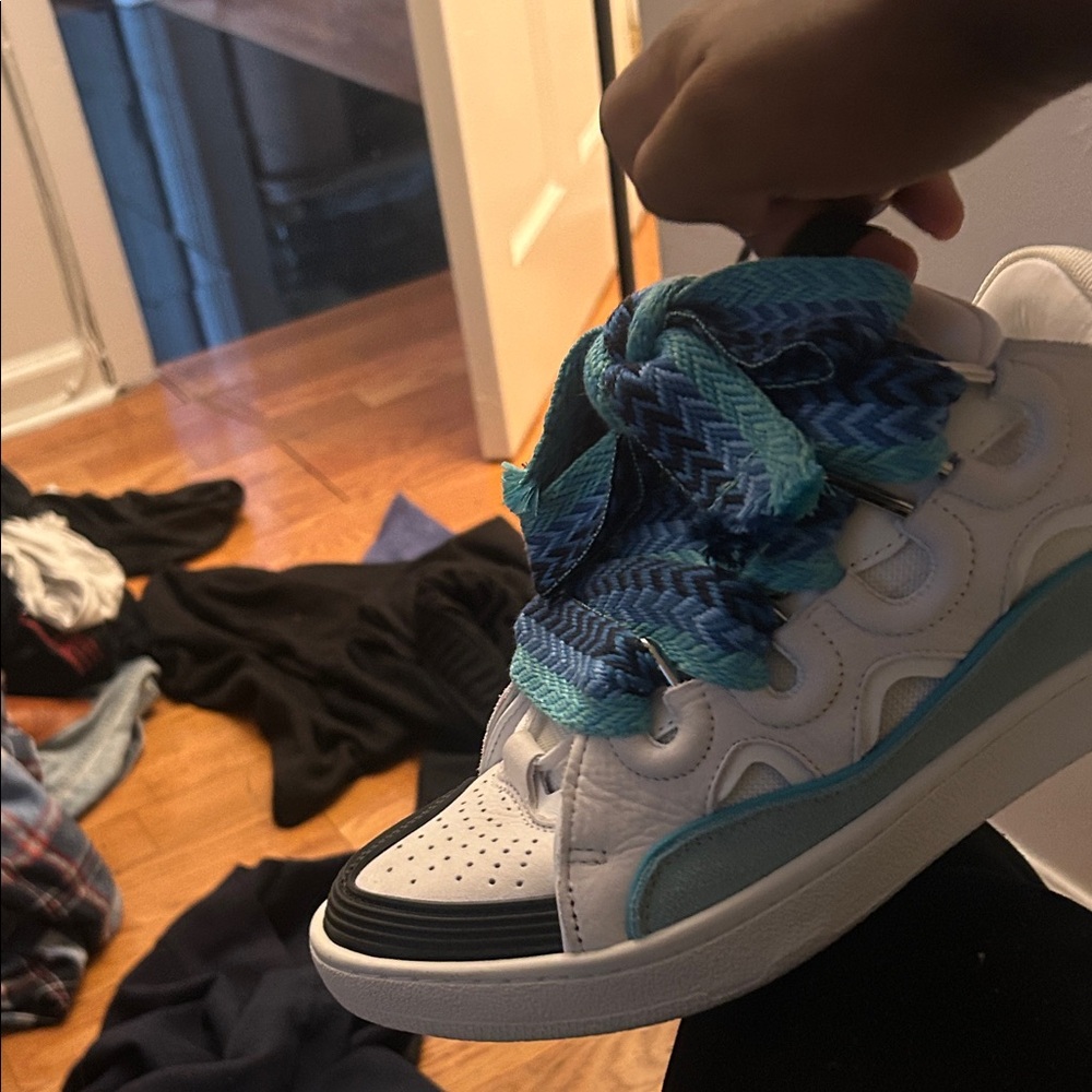 Lanvin White and Blue Sneakers